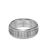 Triton 8MM Tungsten Carbide Ring - Wavy Sand Center and Round Edge