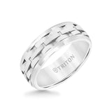 Triton 8MM Tungsten Carbide Ring - Brushed Link Center and Bevel Edge