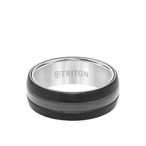 Triton 8MM Tungsten Carbide Ring - Domed Two Tone and Bevel Edge