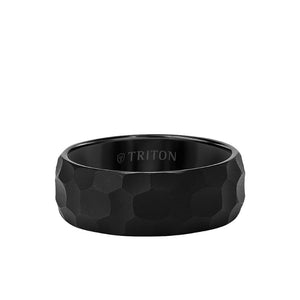 Triton 8MM Tungsten Carbide Ring - Hammered Edge To Edge