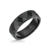 Triton 7MM Tungsten Carbide Ring - Faceted Diamond Pattern and Flat Edge