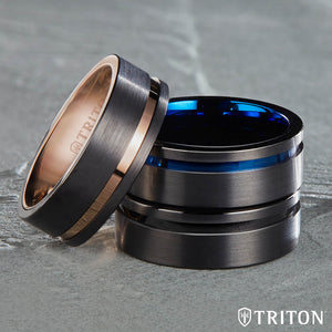 Triton 8MM Tungsten Carbide Ring - Satin Finish and Asymmetrical Channel