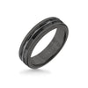 Triton 6MM Black Tungsten Carbide Ring - Chevron Black Titanium Insert with Round Edge