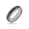 Triton 6MM Grey Tungsten Carbide Ring - Chevron Black Titanium Insert with Round Edge