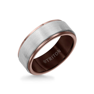 Triton 8MM Tungsten Carbide Ring - Satin Finish Center and Step Edge