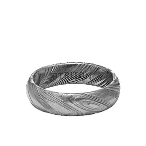 Triton 6MM Solid Damascus Steel Ring - Dome Profile