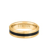 Triton 6MM 14k Gold Ring + Black Titanium Thin Flat Inlay with Bevel Edge