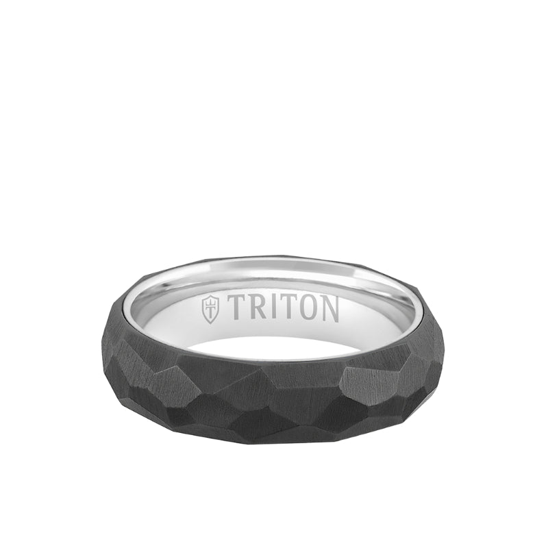 Triton 6MM Titanium Ring with Faceted Brushed Finish