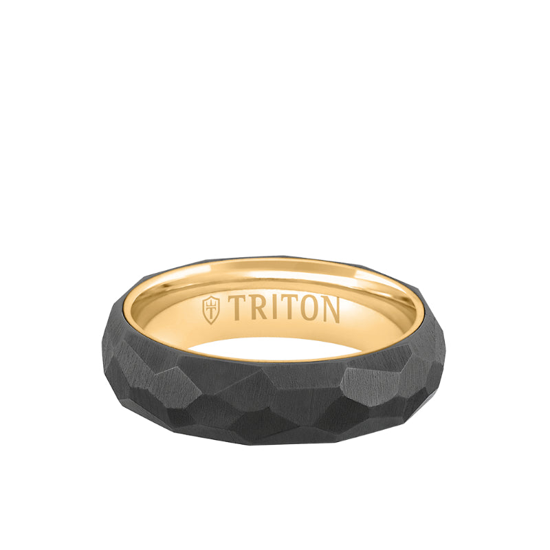 Triton 6MM Titanium Ring with Faceted Brushed Finish