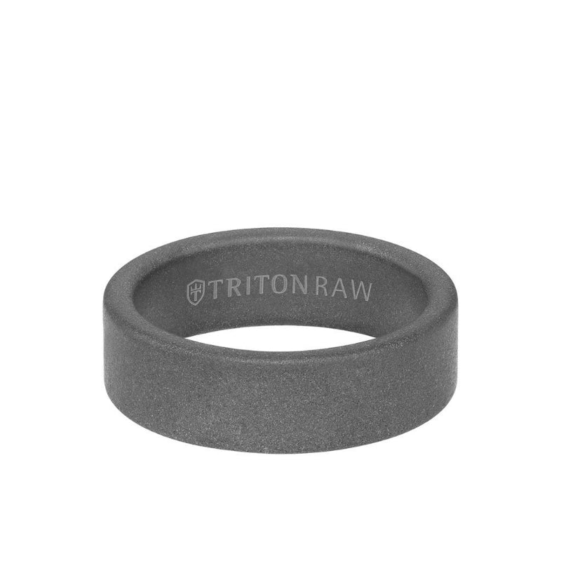 Triton 7MM Tungsten RAW Ring - Sandblasted Matte Finish and Flat Edge