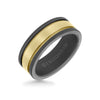 Triton 8MM Tungsten RAW + 14K Matte Yellow Gold Ring with Flat Edge