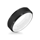 Triton 7MM Tungsten RAW Black DLC Ring - Ceramic Interior and Bevel Edge