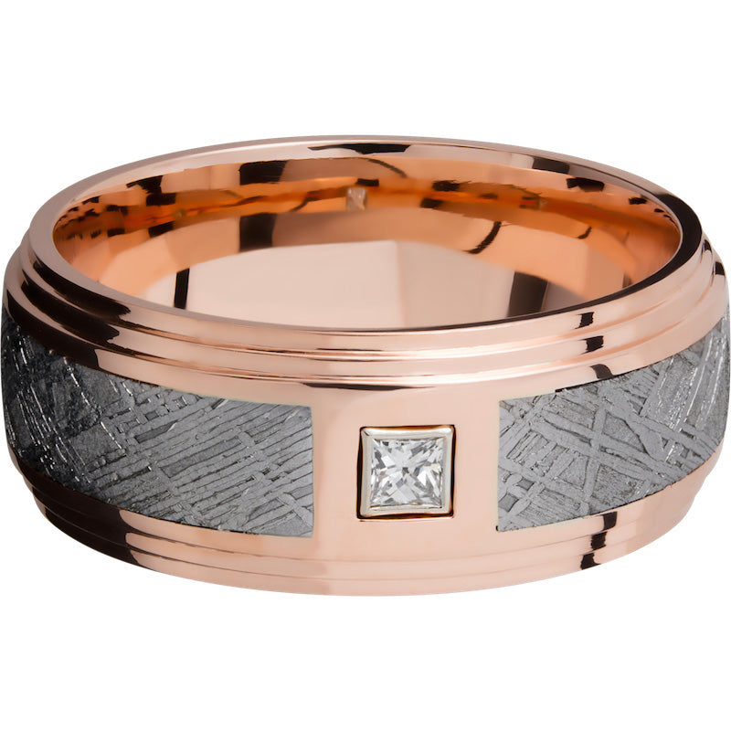 Lashbrook 14k Rose Gold Meteorite 9mm Men's Wedding Band