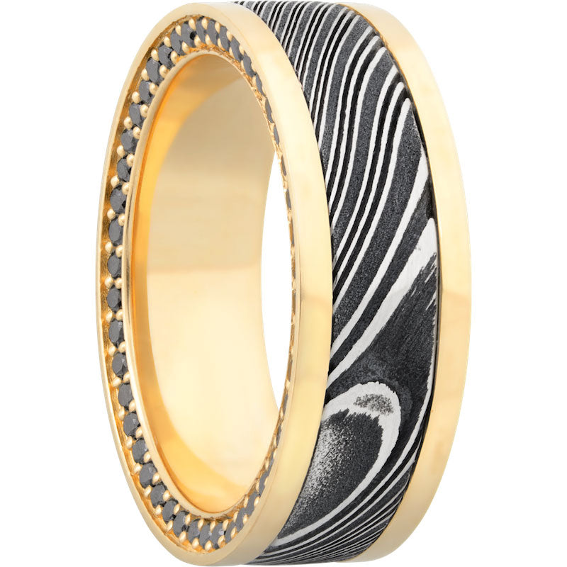 Lashbrook Black White & Yellow 18k Gold 8mm Men's Wedding Band