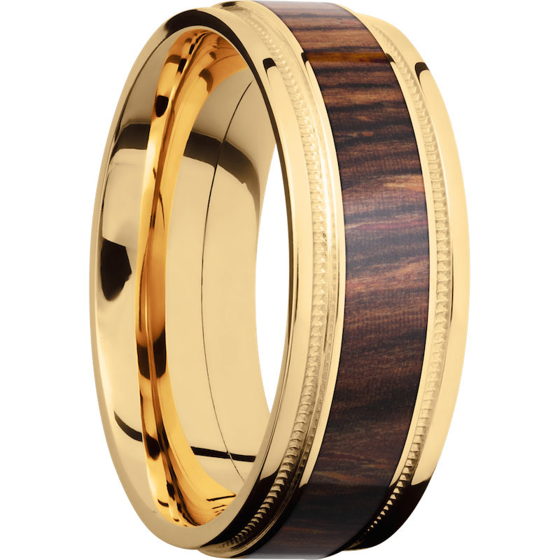 Lashbrook 18k Yellow Gold Hardwood 8mm Men's Wedding Band