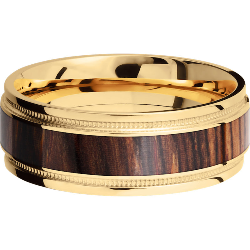 Lashbrook 18k Yellow Gold Hardwood 8mm Men's Wedding Band