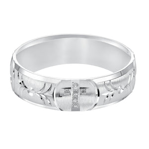 Goldman 14k White Gold Men's Diamond Wedding Band