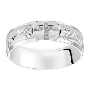 Goldman 14k White Gold Men's Diamond Wedding Band