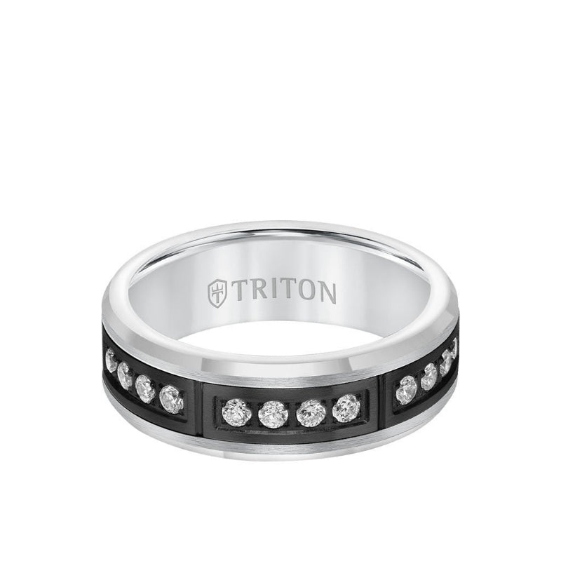 Triton 7MM Ring - Diamonds Set In Channel with Bevel Edge