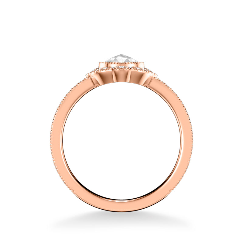 Artcarved Bridal Mounted Mined Live Center Vintage Halo Engagement Ring Sophia 14K Rose Gold