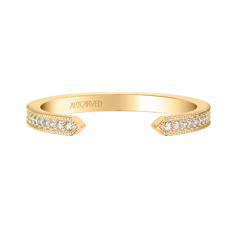 Artcarved Bridal Mounted with Side Stones Vintage Diamond Wedding Band Sophia 14K Yellow Gold