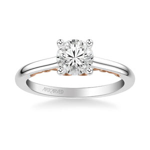 Artcarved Bridal Mounted with CZ Center Classic Lyric Engagement Ring Carly 14K White Gold Primary & 14K Rose Gold