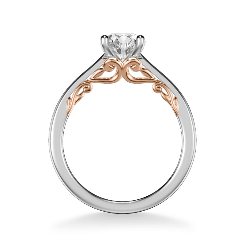 Artcarved Bridal Mounted with CZ Center Classic Lyric Engagement Ring Carly 14K White Gold Primary & 14K Rose Gold