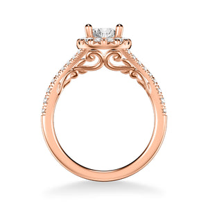 Artcarved Bridal Mounted with CZ Center Classic Lyric Halo Engagement Ring Augusta 14K Rose Gold