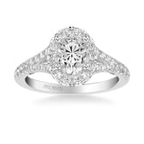 Artcarved Bridal Mounted with CZ Center Classic Lyric Halo Engagement Ring Augusta 14K White Gold