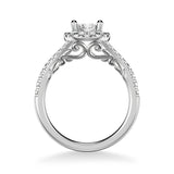 Artcarved Bridal Semi-Mounted with Side Stones Classic Lyric Halo Engagement Ring Augusta 18K White Gold