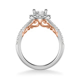 Artcarved Bridal Mounted with CZ Center Classic Lyric Halo Engagement Ring Augusta 14K White Gold Primary & 14K Rose Gold