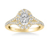 Artcarved Bridal Semi-Mounted with Side Stones Classic Lyric Halo Engagement Ring Augusta 14K Yellow Gold