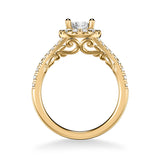 Artcarved Bridal Mounted with CZ Center Classic Lyric Halo Engagement Ring Augusta 18K Yellow Gold