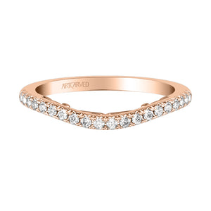 Artcarved Bridal Mounted with Side Stones Classic Lyric Diamond Wedding Band Augusta 18K Rose Gold