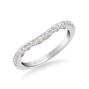 Artcarved Bridal Mounted with Side Stones Classic Lyric Diamond Wedding Band Augusta 14K White Gold Primary & 14K Rose Gold