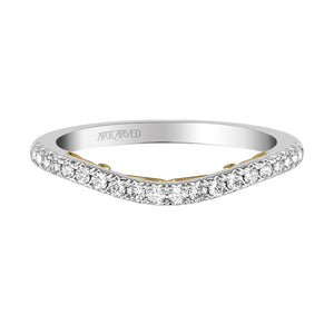 Artcarved Bridal Mounted with Side Stones Classic Lyric Diamond Wedding Band Augusta 14K White Gold Primary & 14K Yellow Gold