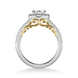 Artcarved Bridal Mounted with CZ Center Classic Lyric Halo Engagement Ring Jacinda 18K White Gold Primary & 18K Yellow Gold