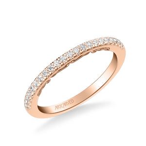 Artcarved Bridal Mounted with Side Stones Classic Lyric Diamond Wedding Band Demi 14K Rose Gold