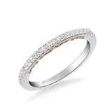 Artcarved Bridal Mounted with Side Stones Classic Lyric Diamond Wedding Band Demi 18K White Gold Primary & Rose Gold