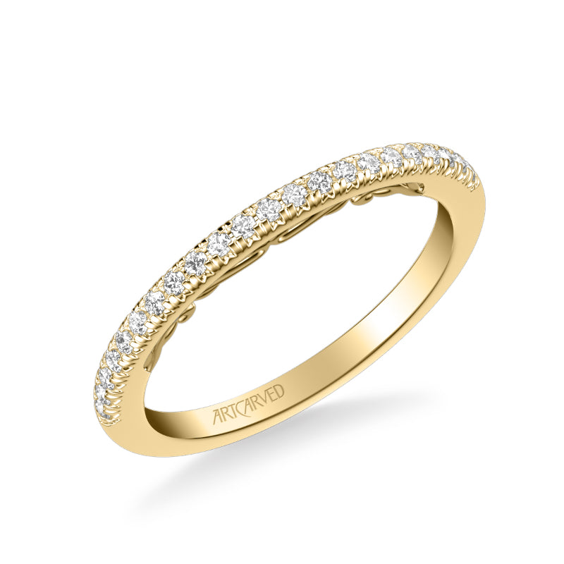 Artcarved Bridal Mounted with Side Stones Classic Lyric Diamond Wedding Band Demi 14K Yellow Gold