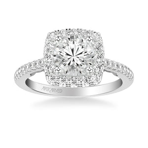 Artcarved Bridal Mounted with CZ Center Classic Lyric Diamond Engagement Ring Loni 14K White Gold