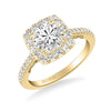 Artcarved Bridal Semi-Mounted with Side Stones Classic Lyric Halo Engagement Ring Loni 18K Yellow Gold