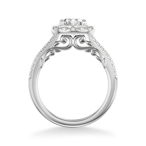 Artcarved Bridal Mounted with CZ Center Classic Lyric Halo Engagement Ring Hazel 14K White Gold