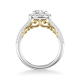Artcarved Bridal Mounted with CZ Center Classic Lyric Halo Engagement Ring Hazel 14K White Gold Primary & 14K Yellow Gold