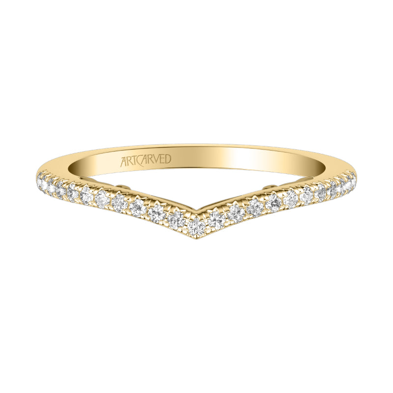Artcarved Bridal Mounted with Side Stones Classic Lyric Diamond Wedding Band Tracy 14K Yellow Gold