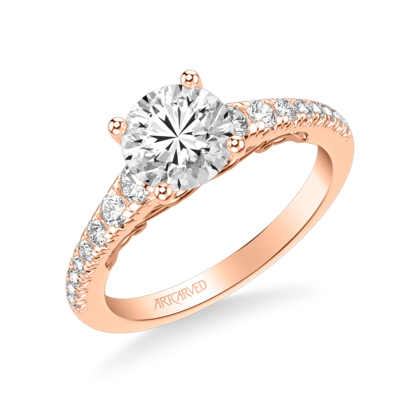 Artcarved Bridal Mounted with CZ Center Classic Lyric Solitaire Engagement Ring Suki 18K Rose Gold