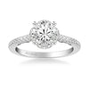 Artcarved Bridal Semi-Mounted with Side Stones Classic Lyric Halo Engagement Ring Gladys 14K White Gold