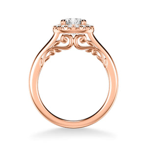 Artcarved Bridal Semi-Mounted with Side Stones Classic Lyric Halo Engagement Ring Cleo 18K Rose Gold
