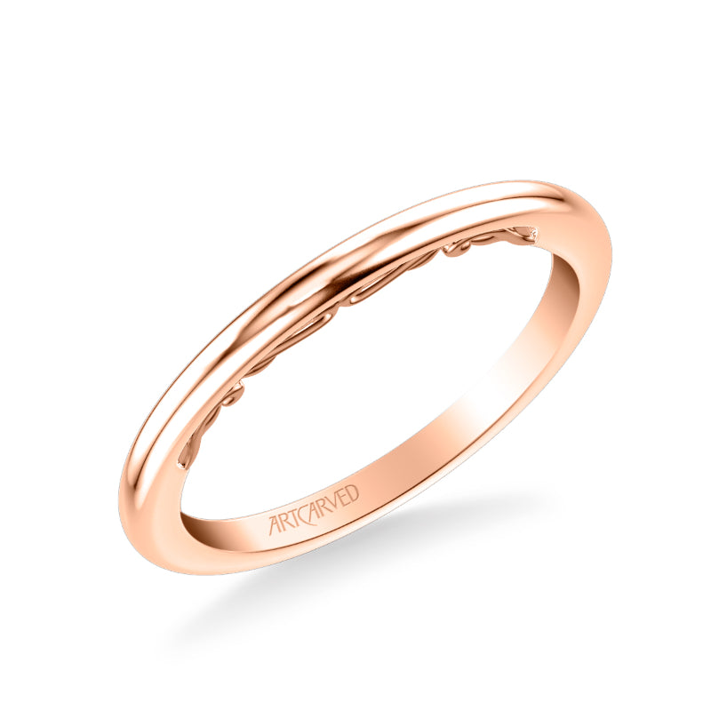 Artcarved Bridal Band No Stones Classic Lyric Diamond Wedding Band Cleo 18K Rose Gold