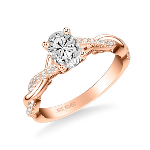 Artcarved Bridal Semi-Mounted with Side Stones Contemporary Lyric Engagement Ring Tilda 14K Rose Gold